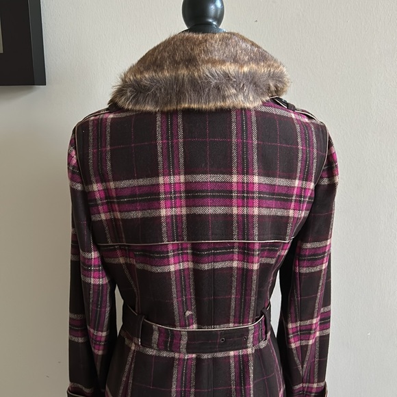 Liz Claiborne Plaid Wool Trench Coat, Size M - Picture 5 of 7